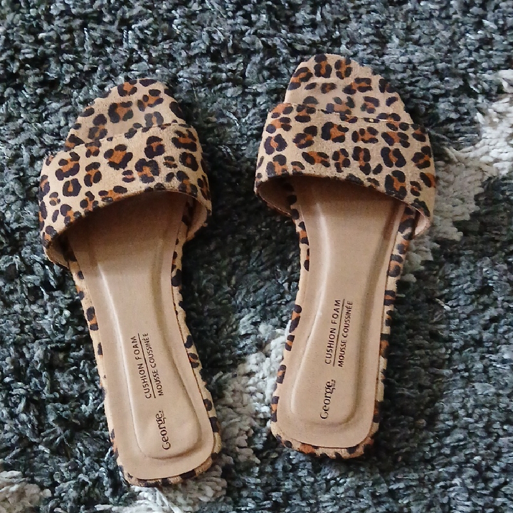 Corkys Brown Leopard Print Slide Sandals
